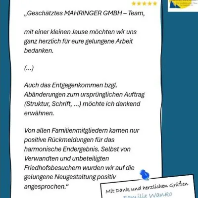 Brief von einem zufriedenen Kunden